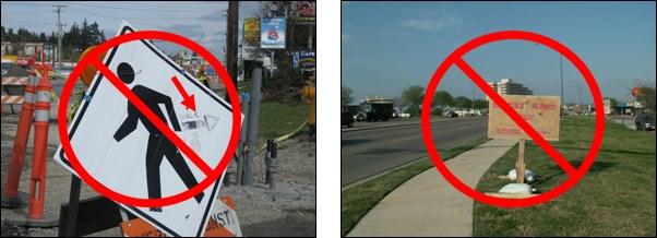 and audible pedestrian warning devices to accommodate pedestrians with vision or mobility disabilities should be identified.