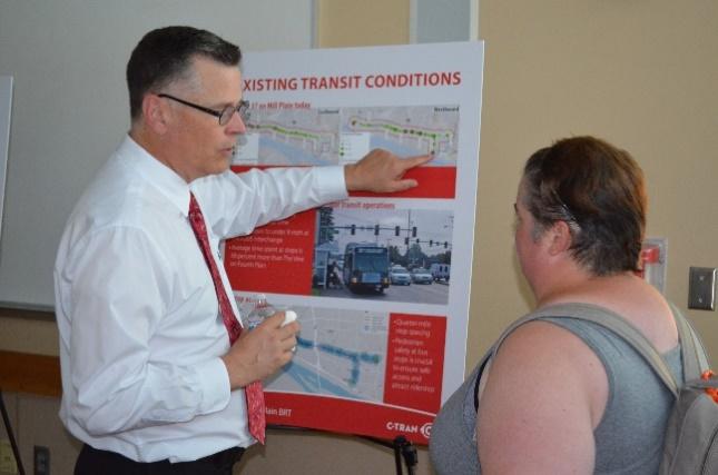 Page 5 Open house overview On August 8, 2018, C-TRAN hosted an open house at Firstenburg Community Center from 5 to 7 p.m. to introduce The Vine: Mill Plain BRT project to the broader community.