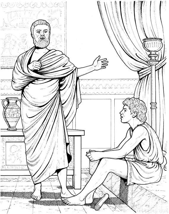 Lesson 5 Around 624-348 B.C. Write the names and dates of these philosophers, scien sts, and mathema cians: Thales (b. 624), Pythagoras (b. 560), Socrates (b. 469), Plato (b. 420s), Aristotle (b.