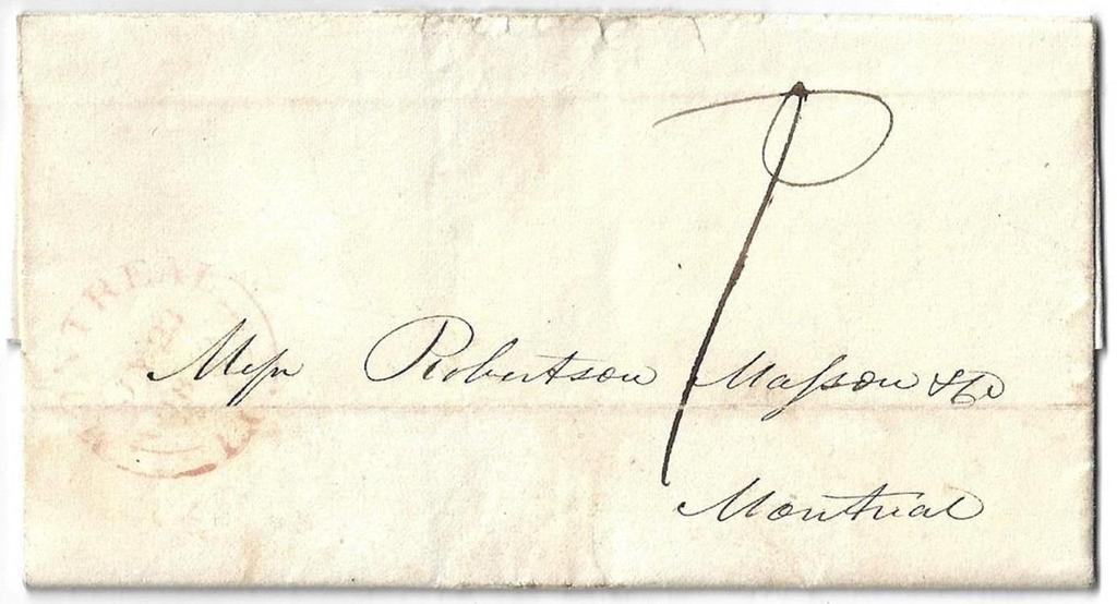 Item 280-15 Kingston, favour and drop 1842, stampless folded letter from Kingston UC