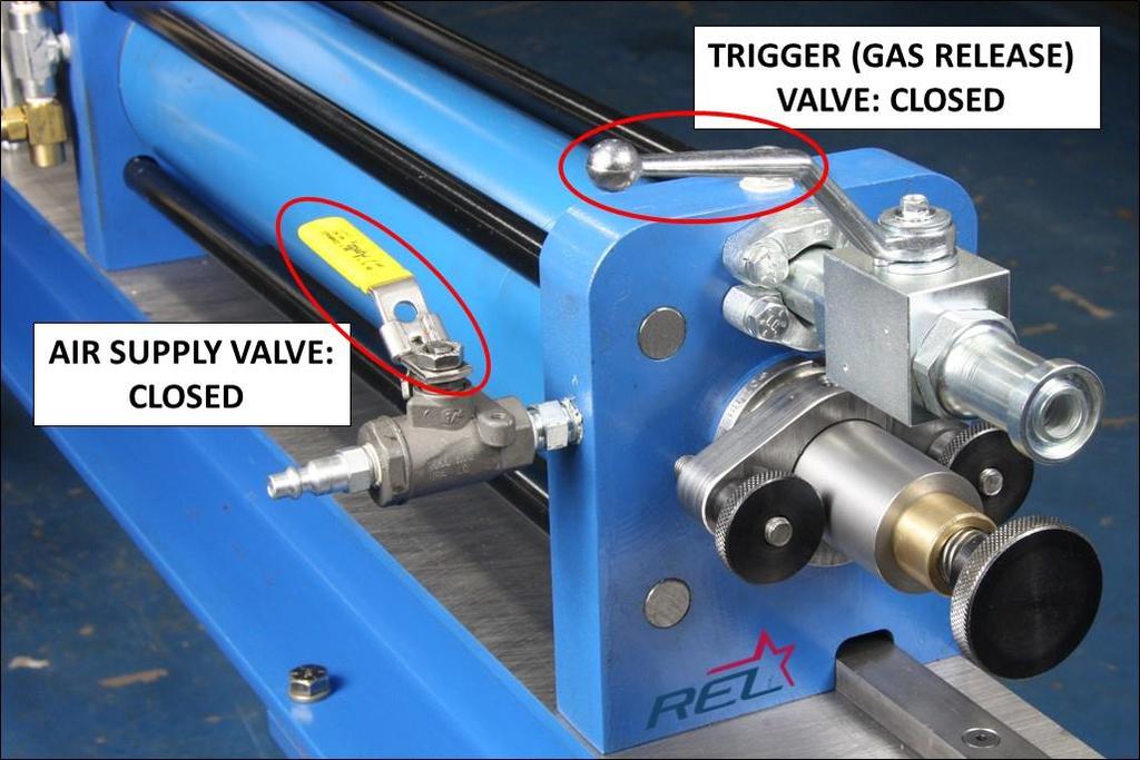 Close both the Trigger (Gas Release) Valve and the Air Supply Valve Figure 23: Trigger & Air Supply Valve b.
