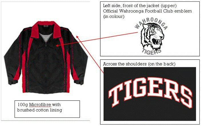 Any questions, please contact sec09@wahroongafc.com.au Jackets: Price $55 each The jackets include the printing shown above.