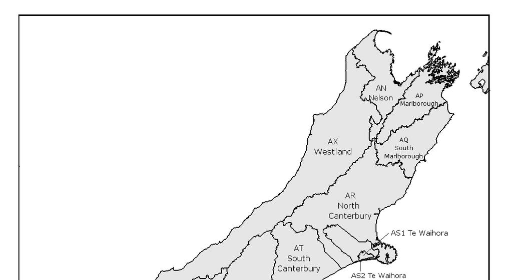 Figure 3: South Island eel statistical areas