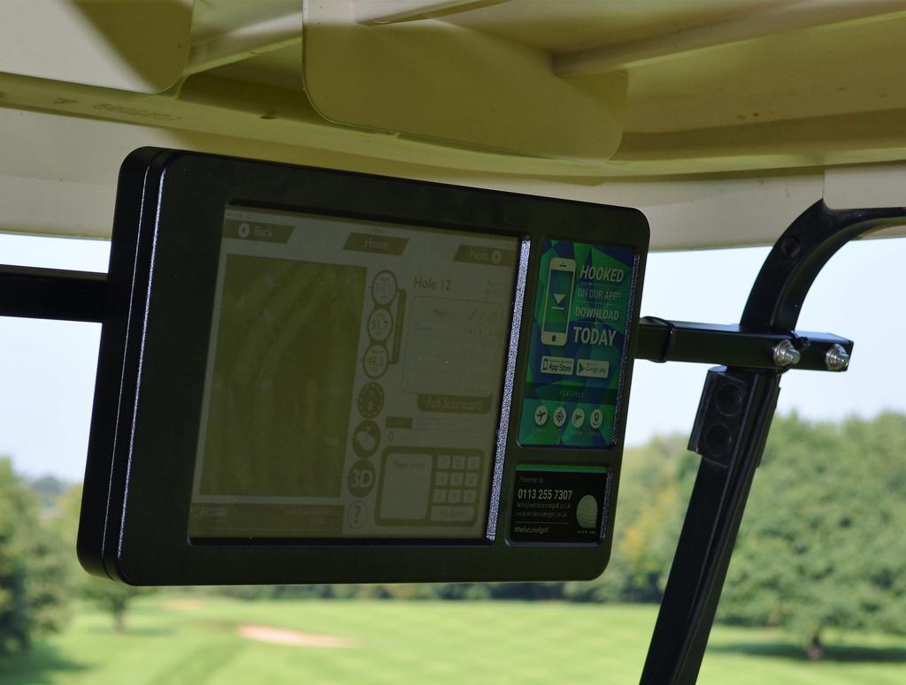 GPS Cart Computers Our cart computers mean that your buggy users will not miss out on using your GPS flyover system. In-cart computers in weatherproof, lockable casing.