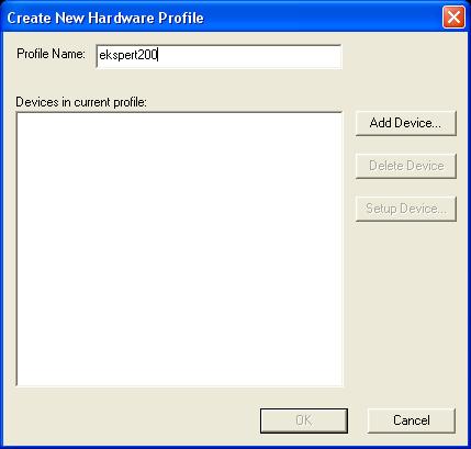 Using the System Create a Hardware Profile 1.