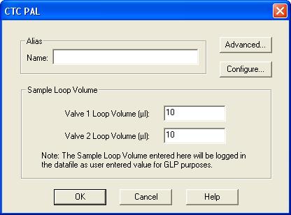 Using the System b. Select Autosampler in the Device Type list, click AutoSampler CTC PAL and then click OK. c. Click Setup Device to open the CTC PAL dialog (Figure 3-5). d. Type a volume in the Valve Loop Volume field.
