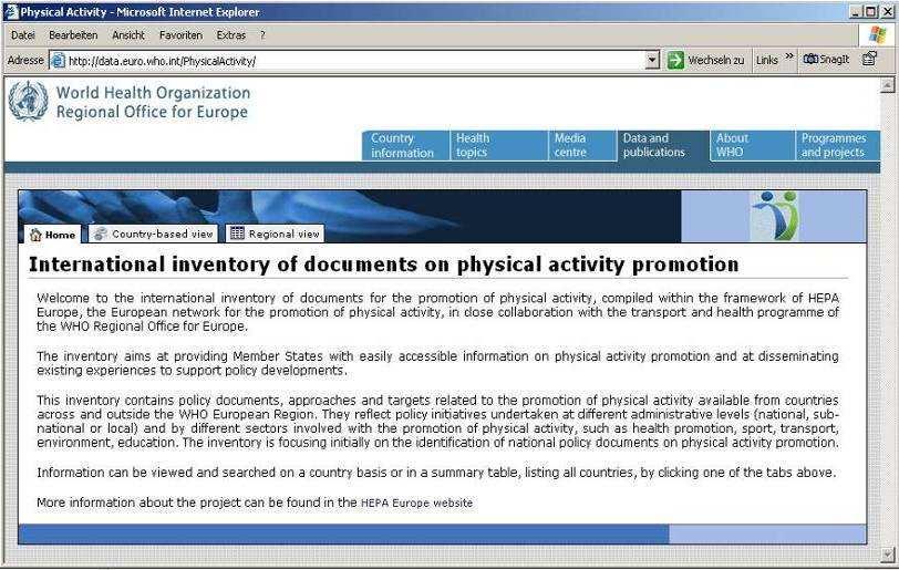 Inventory on physical activity promotion