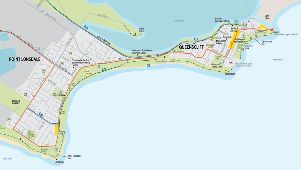 NORTH 4 Point Lonsdale and Queenscliff Bus services Route 56 -