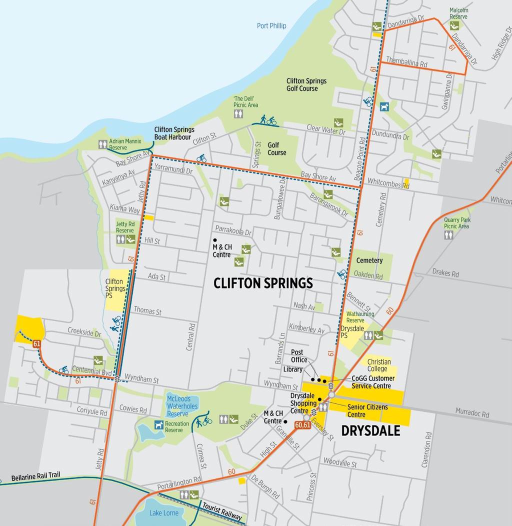 1 Drysdale and Clifton Springs Bus services Route 60 - Geelong Stn - St Leonards via Portalington,
