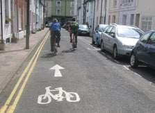 Contraflow cycling in one-way street with no cycle lane Speed