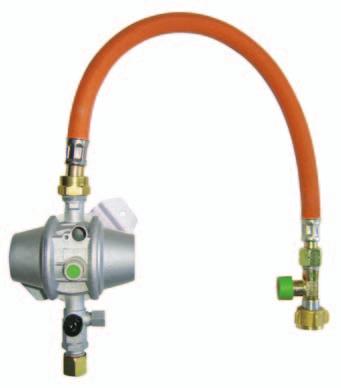 Pressure regulator and high pressure hose for mobile homes and caravans that are heated with liquid gas while driving - In this case, a Truma SecuMotion (1) should be used - a wall-mounted pressure