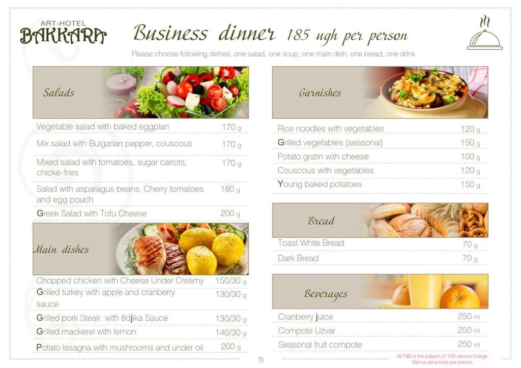 You can independently order lunch and dinner in the restaurant