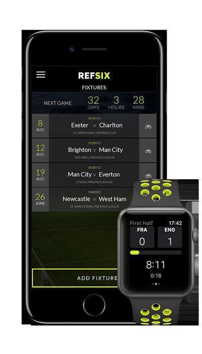 What is REFSIX? REFSIX is a smartwatch and mobile app for referees that helps them manage their career.