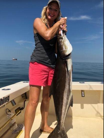We saw just a few in the am but By late afternoon, we found and saw plenty of takers including my 58 inch fish who was so feisty that she broke his gaff in two as he was trying to get her on the boat.
