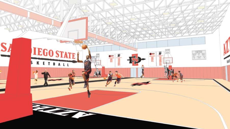 The Basketball Performance Center will include: - Two full-length basketball courts - Eight baskets - Locker rooms - Film rooms - Team lounges - Athletic training room - Coaches locker