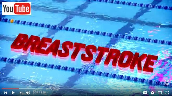 BREASTSTROKE: Turn/Finish Mechanics Must remain on breast until touch. Elbows may break the surface of the water on the final stroke before the turn and the final stroke at the finish.