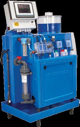 Granudos Granudos 10-CPR Touch Granudos 10-CPR Touch swimming pool disinfection system using IQ Granu-Chlor 700 granulated Calcium Hypochlorite and IQ Granu-cid acid with flocculant dosing is