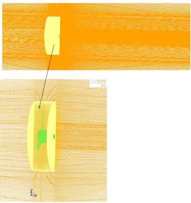 layers of mesh in the vicinity of the blades walls are used. Here, the initial size of the mesh in the normal direction is 0.15 percent of the cord and the growth promoter of 1.25 is used.