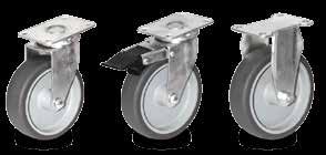 Series 12 Light Duty Casters with Gray TPR on PP 165-220 lbs These casters feature durable, quiet, economical thermoplastic rubber treads on a gray polypropylene core.