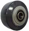 1-1/2" and 2" PU Tread on PP Core up to 1,000 lbs 50-60 Shore D These wheels feature a floor protecting and easy rolling red urethane tread on a strong and economical polypropyelen core.