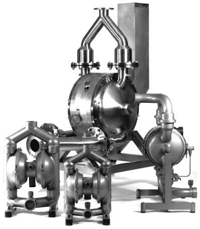 DEPA Air Driven Diaphragm Pumps Series DP 5-5 Powder Pumps DEPA Series DP pumps are manufactured in three sizes, in a variety of materials such as polished stainless steel, aluminium and cast iron,
