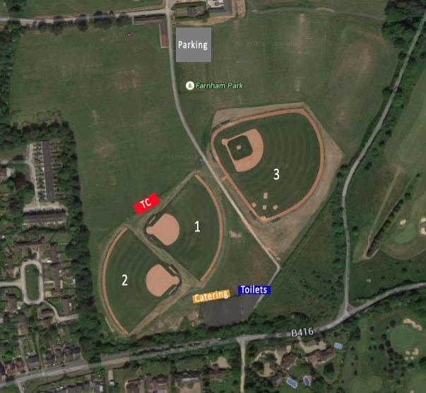 Site Map Farnham Park Baseball and Softball Venue Farnham Park, Beaconsfield Road, Farnham Royal, Slough, SL2 3BP TC Tournament Control, please register all players here 1 Youth Baseball 1 2 Youth