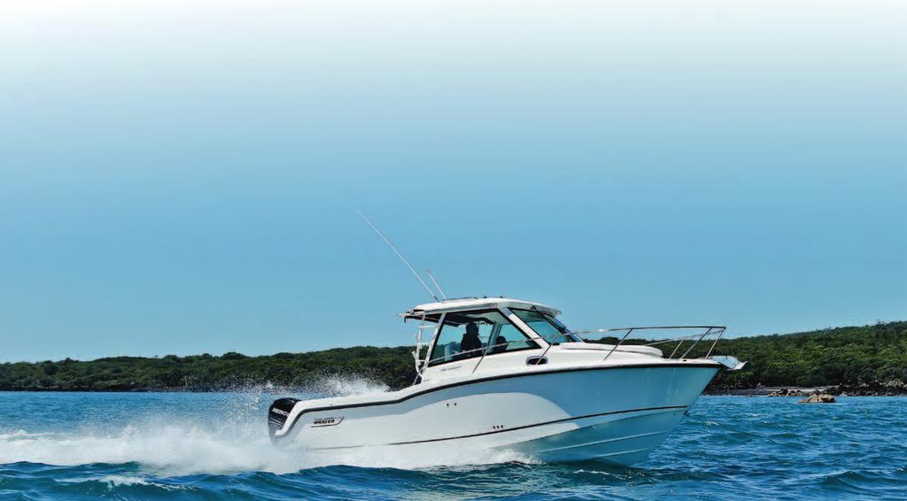 The helmstation is well kitted out with 12-inch Raymarine HybridTouch, engine gauges, trim tab and windlass controls.