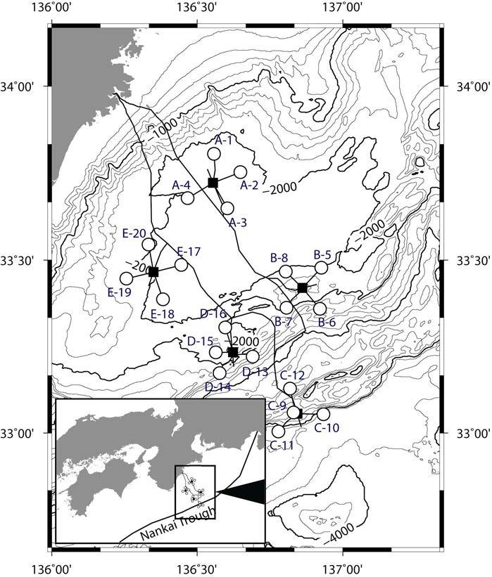 Figure 1 Map showing DONET observatory to be deployed in the Nankai trough.