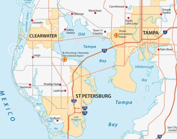 Airport: There is one major airport serving the Tampa Bay area, which is Tampa International Airport.