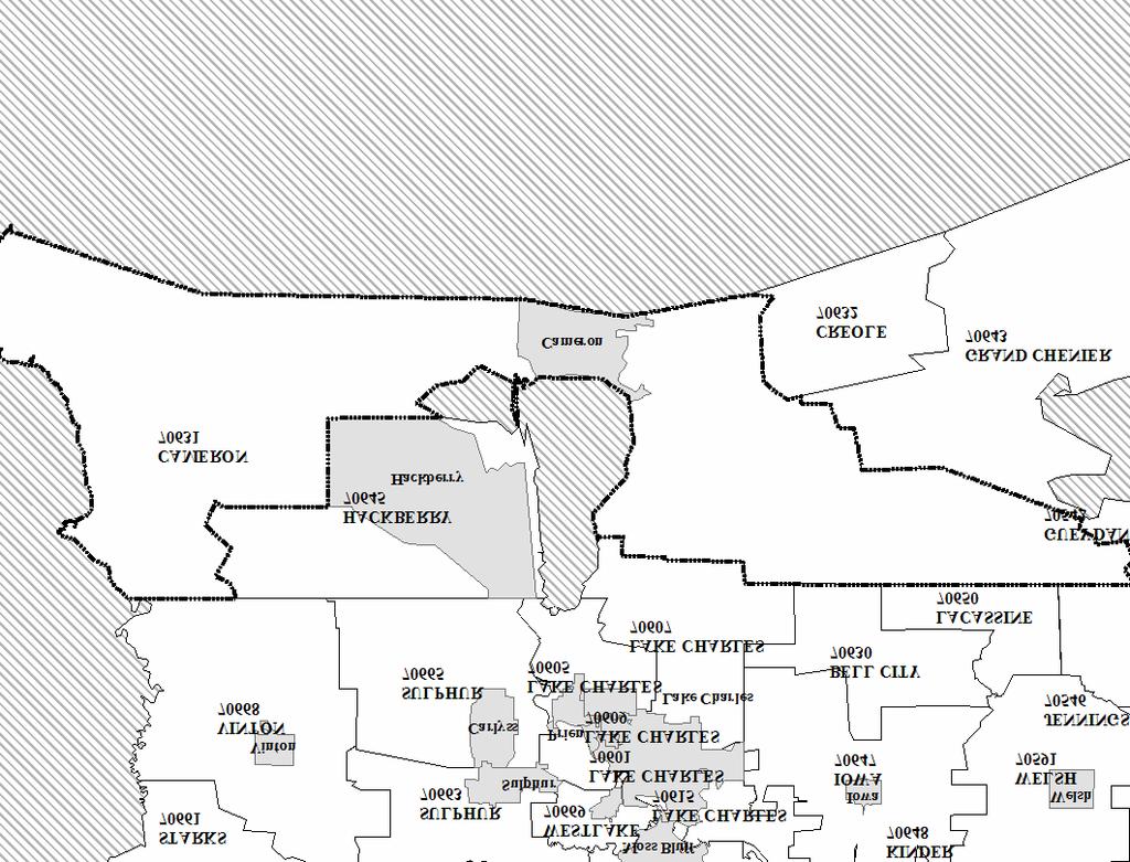 3.11 Cameron, Louisiana (70631) Figure D.45. Cameron, Louisiana Zipcode and Census Designated Place Boundaries. (U.S. Census Bureau, 2002) Table D.160.