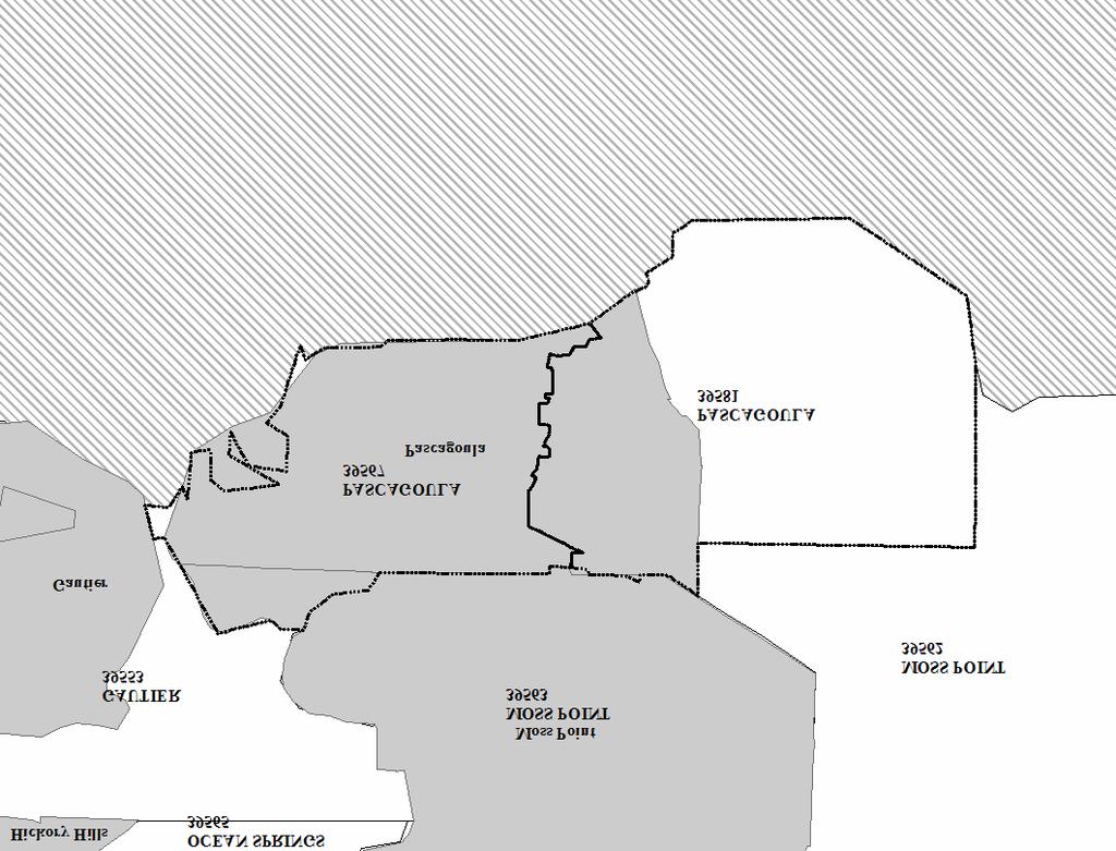 Pascagoula, Mississippi (39567, 39581) Figure D.49. Pascagoula, Mississippi Zipcode and Census Designated Place Boundaries. (U.S.