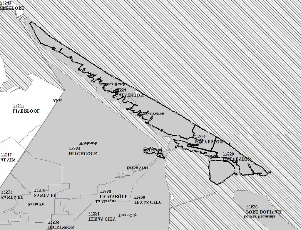 5.2 Galveston, Texas (77550, 77551, 77554) Figure D.54. Galveston, Texas Zipcode and Census Designated Place Boundaries. (U.S.