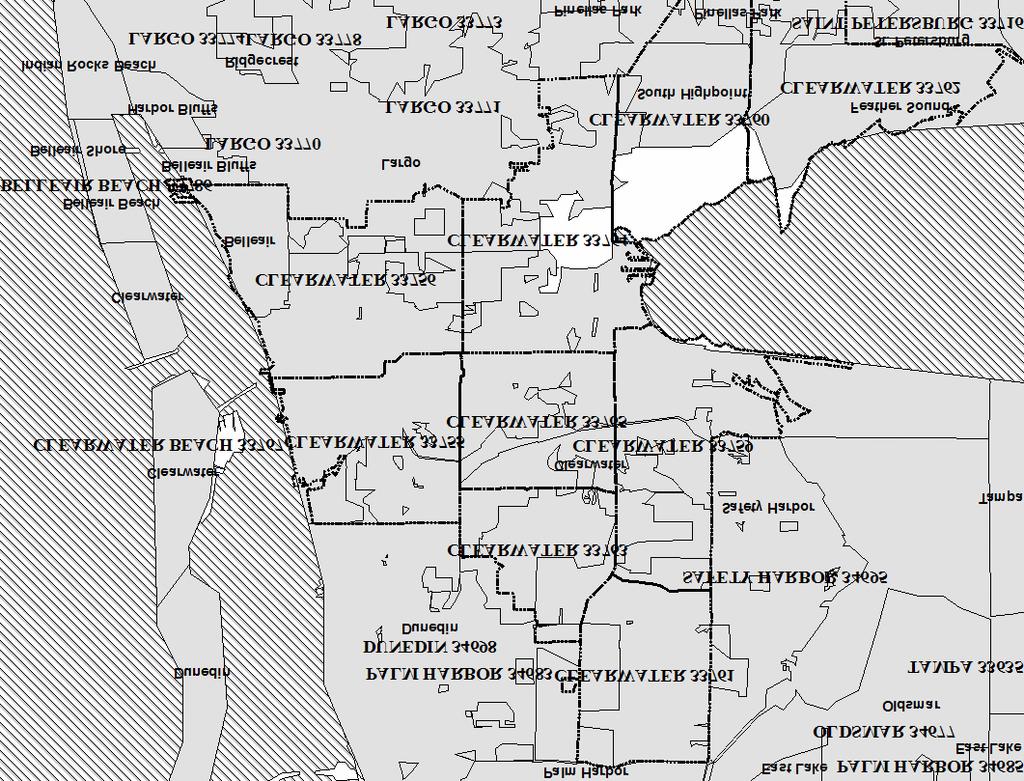 2.20 Clearwater, Florida (33755, 33756, 33759-65) Figure D.29. Clearwater, Florida Zip code and Census Designated Place Boundaries. (U.S.