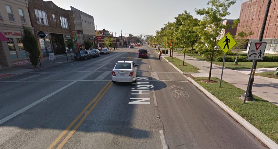 Figure 1: Crossing conditions on High Street south of Woodruff Avenue, at about 18th Avenue (Google Maps) Table 1 shows the observations from this crossing.