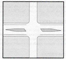 SLOW POINTS Description: Slow points are small islands placed at intersections or mid block with the intent of slowing vehicles, and of improving pedestrian safety.