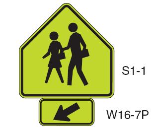 An RRFB shall only be used to supplement a W11-2 (Pedestrian) or S1-1 (School) crossing warning