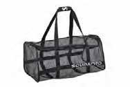 MESH BAG This popular duffle-style dive bag is made of durable coated nylon mesh that lets water drain easily.
