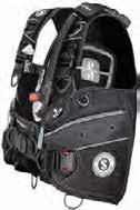X-BLACK The front-adjustable X-Black features SCUBAPRO s exclusive AirFlex system (highlighted by the red bungees threaded throughout the BCD) that simplifies buoyancy control and guarantees an