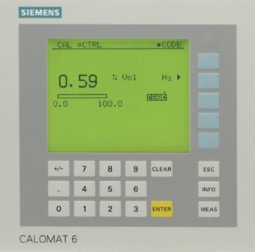 CALOMAT 6 General information LED backlit graphic display and membrane keyboard with noticeable click Status line for display of analyzer status (programmable) Two code levels according to NAMUR