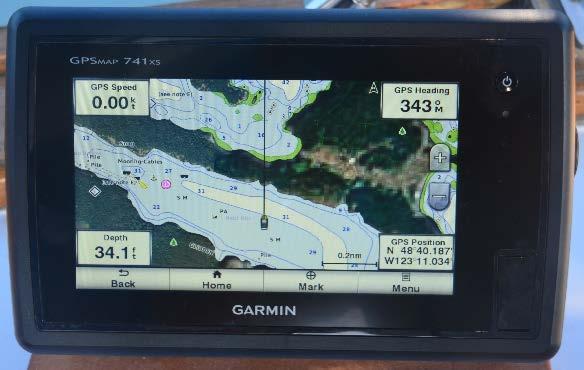 Compasses, charts, and dividers are the tools to plot position, course, and speed. Depth Sounder The depth readings are provided via the chart plotters and are available all three stations.