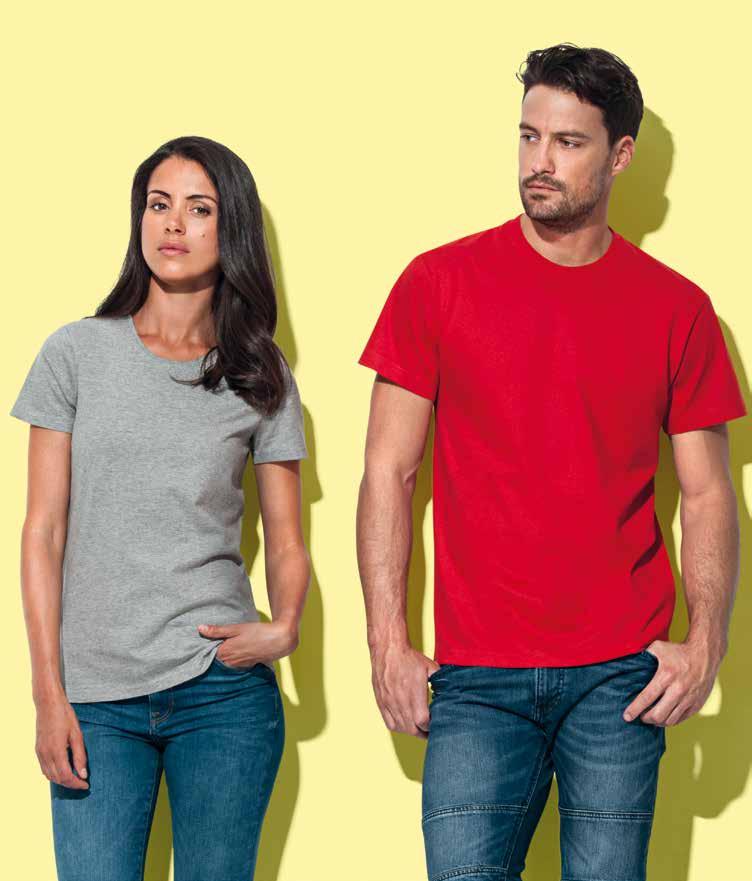 BASIC T-SHIRTS (ROUNDNECK - HEAVYWEIGHT) S2160 ST2160 (Grey Heather: 85% Cotton / 15% Viscose) 185 g/m² BLACK OPAL BRIGHT ROYAL GREY HEATHER NAVY BLUE SCARLET RED Comfort-T Crew Neck Neck tape Side