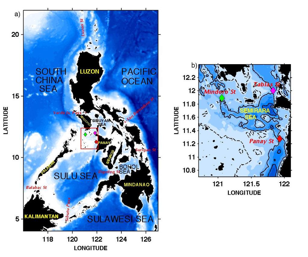 924 925 Figure 1: a) Topography of the Philippine archipelago showing the major straits and basins.