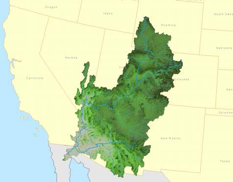 tif; Colorado_ws1.tif m) 00:10 Lets take a closer look at the Colorado River watershed. Notice how the watershed includes portions of seven states, as well as part of northern Mexico.