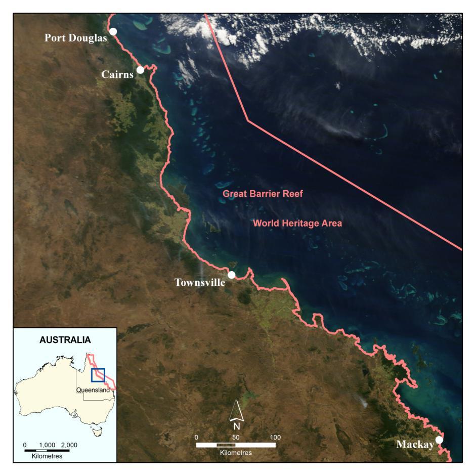 1.9 Study Area The study area falls within the boundaries of the Great Barrier Reef Marine Park (GBRMP) and GBRWHA. The GBR is the world s largest heritage area covering an area of 350,000 km².