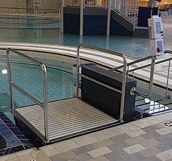 Glacier Battery Powered Platform Lift The Glacier Platform Lift accommodates an Aquatic Wheelchair for the individual that needs assisted stabilised support for entry into the pool or spa.