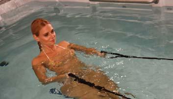 The sidebars in the TidalFit pool make stretching easy and convenient.