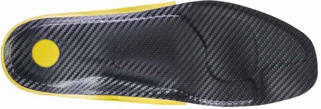 Forefoot cushion pad made of yellow 7 Shore A Shock Absorber X (PUR) to relief from pressure.