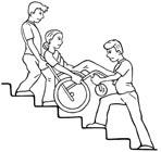 transfer techniques wheelchair mobility Assisted standing Position wheelchair close and at an angle Brakes on Footrests up Lift user forward in wheelchair Position feet clear of footrest Helper uses