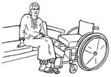 Independent non-standing legs down Position wheelchair close and at an angle