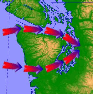 shadow Windward Leeward 3: Washington State Convergence Zone: Air masses flow
